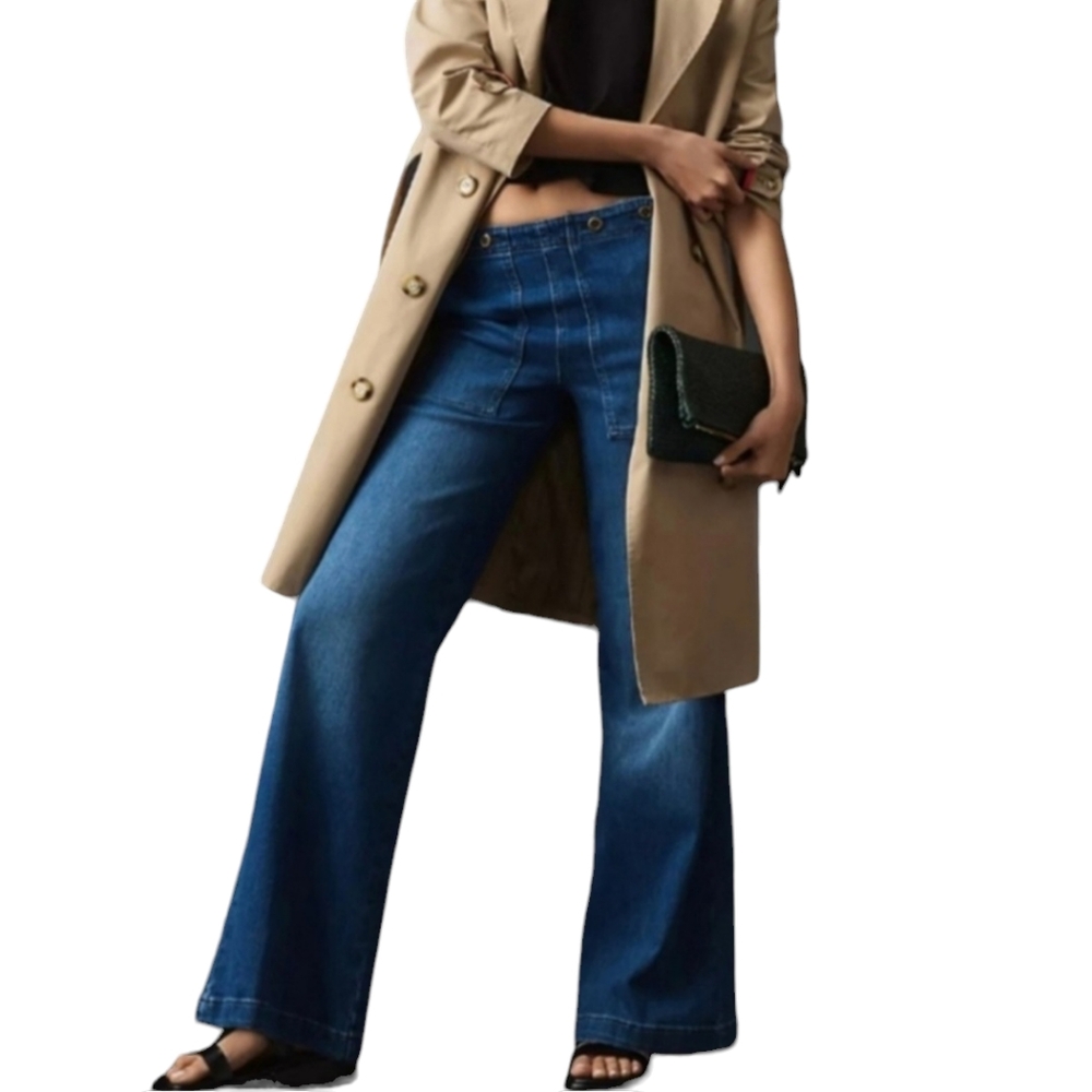 Pilcro Blue The Kit High-Rise Wide-Leg Utility Trouser Jeans